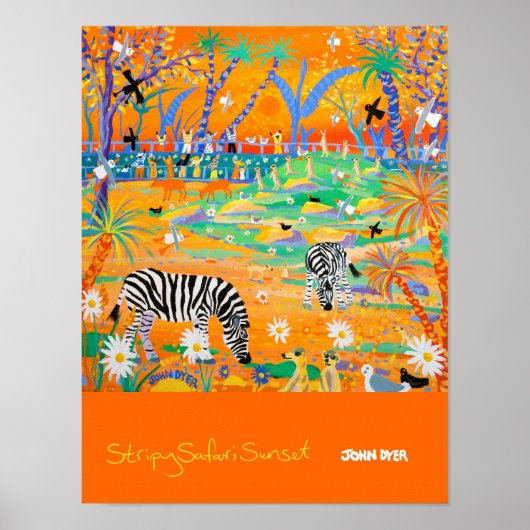 Poster d'art : Stripy Safari Sunset au Zoo (Devant)