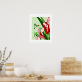 Poster d'art stylisé Colibri et Fleurs PInk (Cuisine)