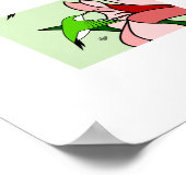 Poster d'art stylisé Colibri et Fleurs PInk (Coin)