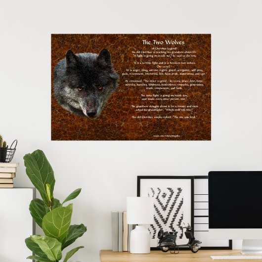 Poster d'art TLE TALE DES DEUX LOUPS (Bureau à domicile)