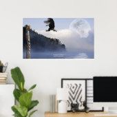 Poster d'art totem, aigle et super lune (Bureau à domicile)