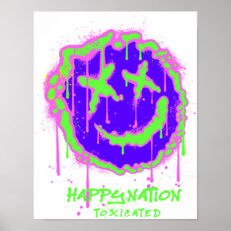 Poster d'art toxique Happy Nation - Bold, Ironic,