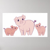 Poster d'art Trois mignons Petits Cochons (Devant)