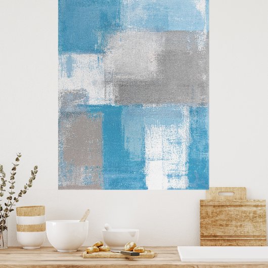 Poster d'art Turquoise et gris "Furry" Imprimer (Cuisine)