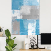 Poster d'art Turquoise et gris "Furry" Imprimer (Bureau à domicile)