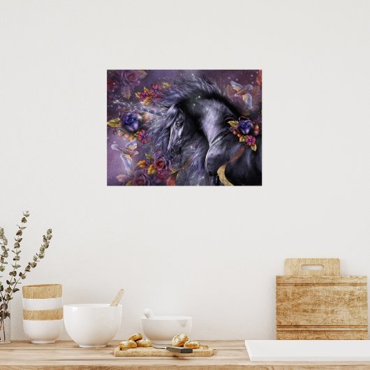 Poster d'Art Unicorn Rose bleu (Cuisine)