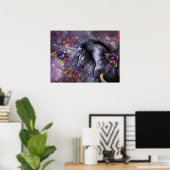 Poster d'Art Unicorn Rose bleu (Bureau à domicile)