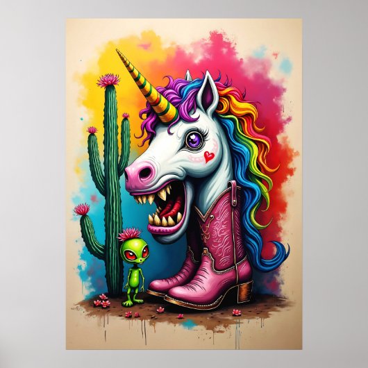 Poster d'art Unicorne Zombie ou papier découpage (Devant)