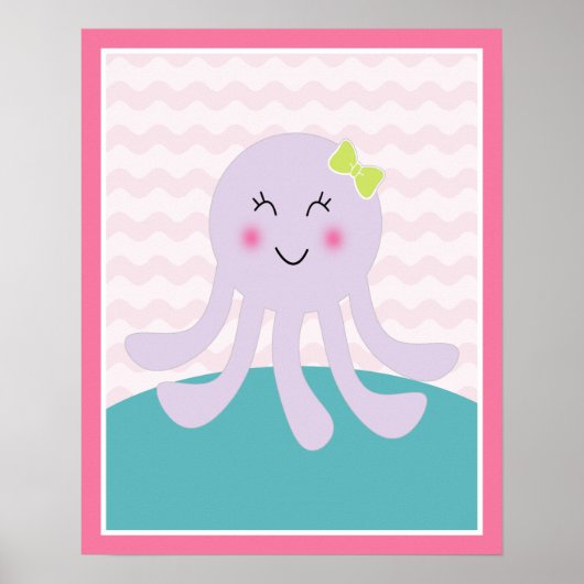 Poster d'art Vie marine rose octopus (Devant)