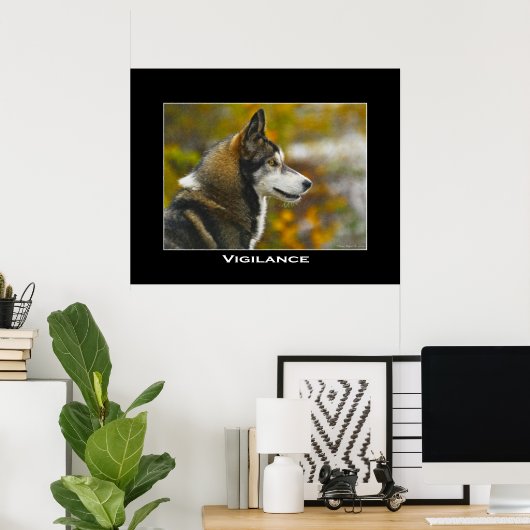 Poster d'art VIGILANCE Grey Wolf (Bureau à domicile)