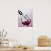 Poster d'Art Vin Rouge Aquarelle Peinture Cuisine (Cuisine)