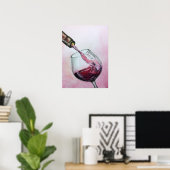 Poster d'Art Vin Rouge Aquarelle Peinture Cuisine (Bureau à domicile)