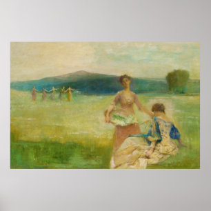 Poster d'art Vintage du paysage de printemps