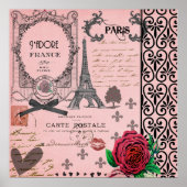 Poster d'art vintage Pink Paris Collage (Devant)