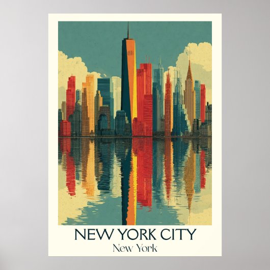 Poster d'art Vintage Skyline de New York (Devant)