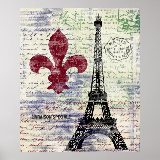 Poster d'art Vintage Tour Eiffel (Devant)