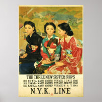 Poster d'art Vintage voyage de bateau de croisière