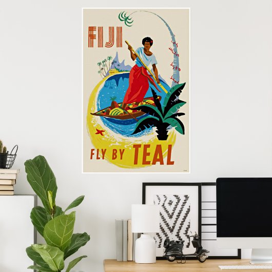 Poster d'art Vintage voyage Océanic Fidji (Bureau à domicile)