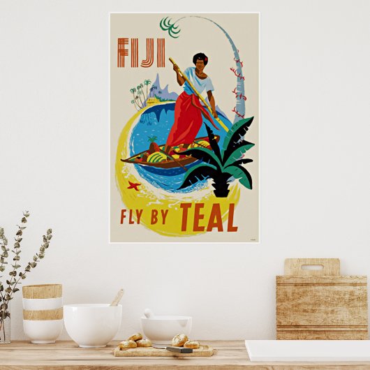 Poster d'art Vintage voyage Océanic Fidji (Cuisine)