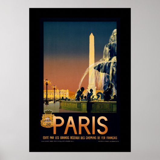 Poster d'art Vintage voyage Paris, France (Devant)