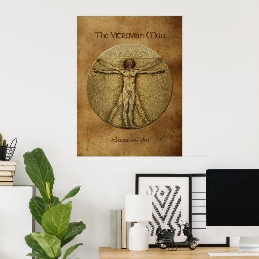 Poster d'art VITRUVIAN MAN Leonardo Da Vinci (Bureau à domicile)