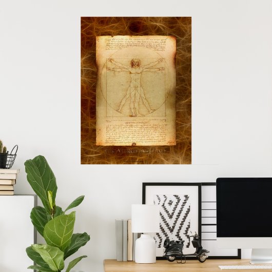 Poster d'art VITRUVIAN MAN Leonardo Da Vinci (Bureau à domicile)
