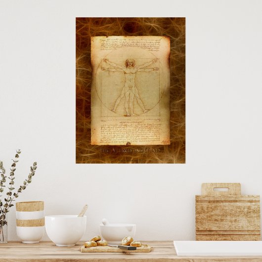 Poster d'art VITRUVIAN MAN Leonardo Da Vinci (Cuisine)