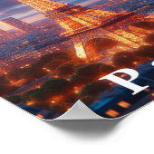 Poster d'art voyage Tour Paris Eiffel (Coin)