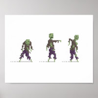 Poster d'art Zombies 8 bits Pixel
