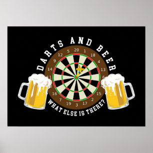 Poster Dartboard fléchettes et bière tournoi Sport amusan