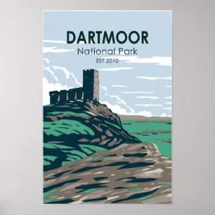 Poster Dartmoor parc national ruines du château Angleterr