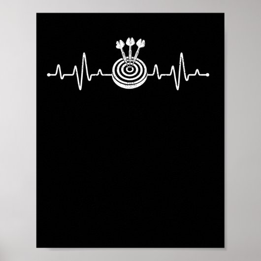Poster Darts Heartbeat Funny Dart player pouls cible (Devant)