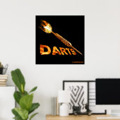 Poster Darts With Golden Dart In Flames (Bureau à domicile)