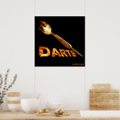 Poster Darts With Golden Dart In Flames (Cuisine)