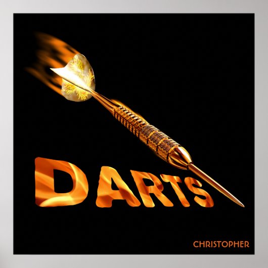 Poster Darts With Golden Dart In Flames (Devant)
