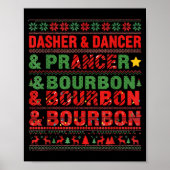 Poster Dasher Dancer Prancer And Bourbon Whiskey Funny Ch (Devant)