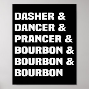 Poster Dasher Dancer Prancer et Bourbon Vacances de Noël