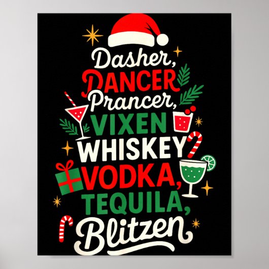 Poster Dasher Dancer Prancer Vixen Moscato Vodka Tequila (Devant)