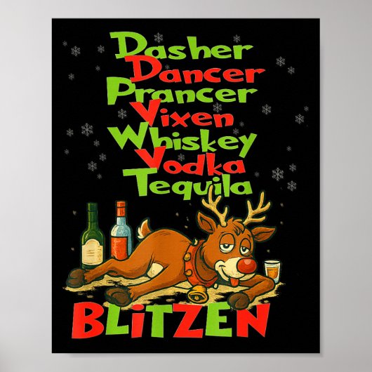 Poster Dasher Danseur Whisky Vodka Tequila Blitzen Christ (Devant)