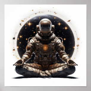 Poster d'astronautes Zen - Méditation de Bouddha d