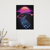 Poster Data-Drift - Rétro Voiture Synthwave Amateur de Vo (Cuisine)
