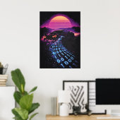 Poster Data-Drift - Rétro Voiture Synthwave Amateur de Vo (Bureau à domicile)