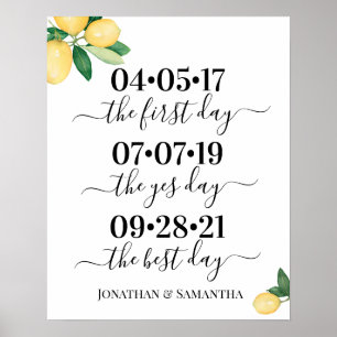 Poster Date de mariage du meilleur jour Oui jour Citrons