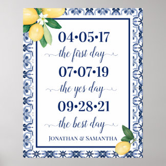 Poster Date de mariage du meilleur jour Oui Jour Méditerr