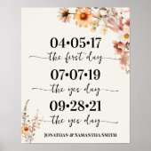 Poster Date de mariage du plus beau jour Oui Jour Automne (Devant)