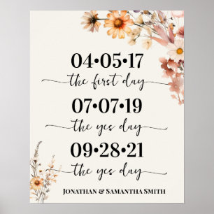 Poster Date de mariage du plus beau jour Oui Jour Automne