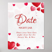 Poster Date Night valentine Bridal Shower wedding Sign (Devant)