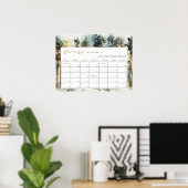 Poster Date prévue pour bébé dans une forêt de bois aquar (Bureau à domicile)