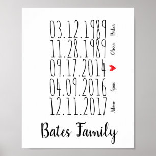 Poster Dates spéciales de famille personnalisées Imprimer