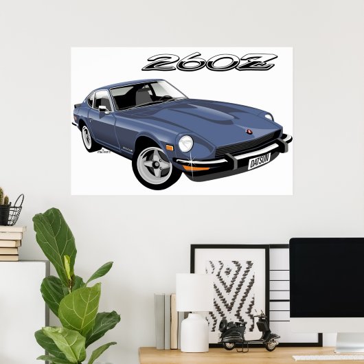Poster Datsun 260Z bleu (Bureau à domicile)